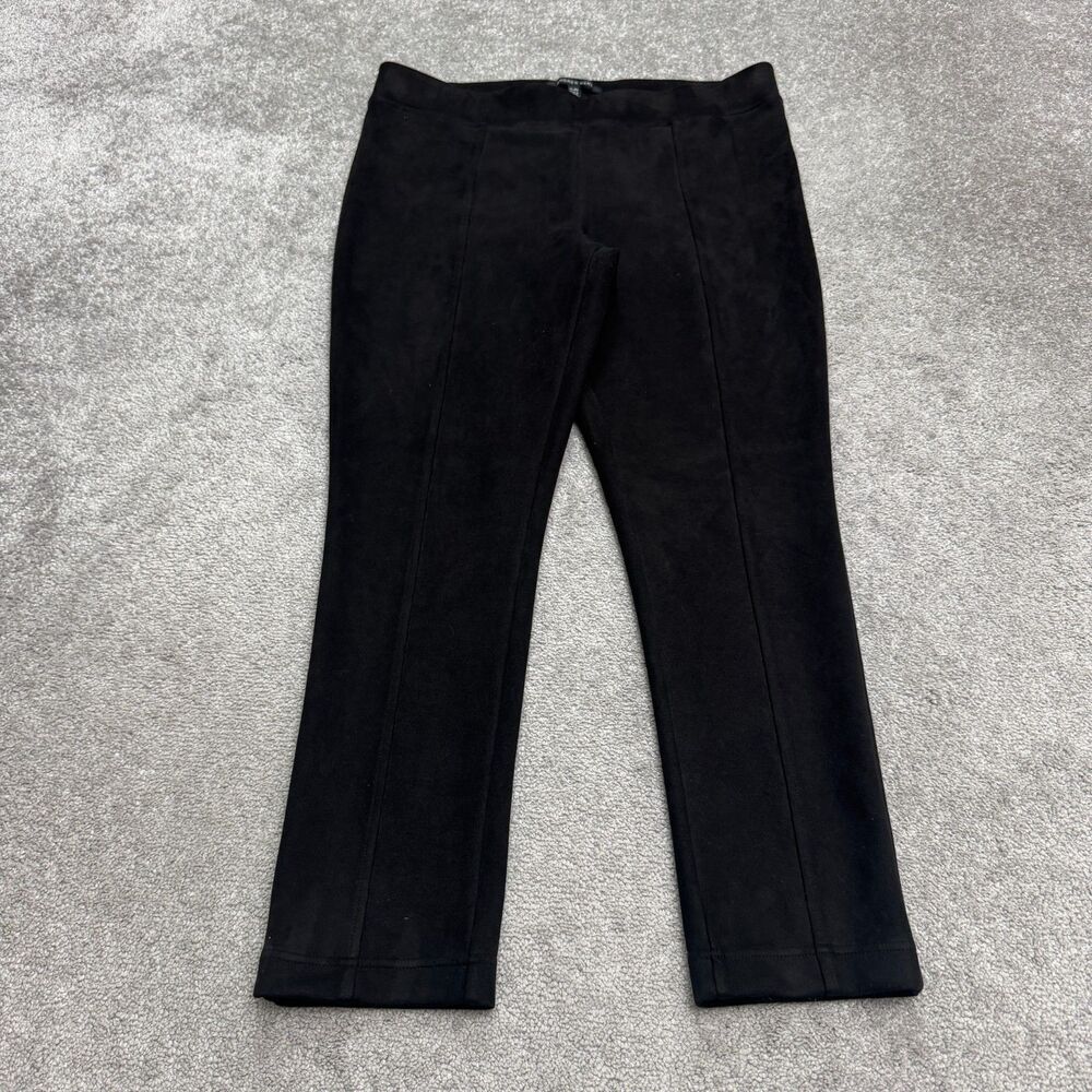 Andrew Marc High Rise Pull On Faux Suede Pants Womens XL Black Stretch Classic